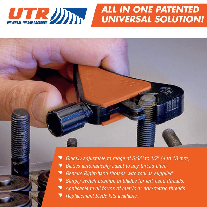 UTR - Universal Thread Restorer. External Thread Repair Tool. Easily Replaces hundreds of Dies. Automatically chases threads within range 5/32" - 1/2",4-13 mm. All In One Patented Universal Solution! - Image 3
